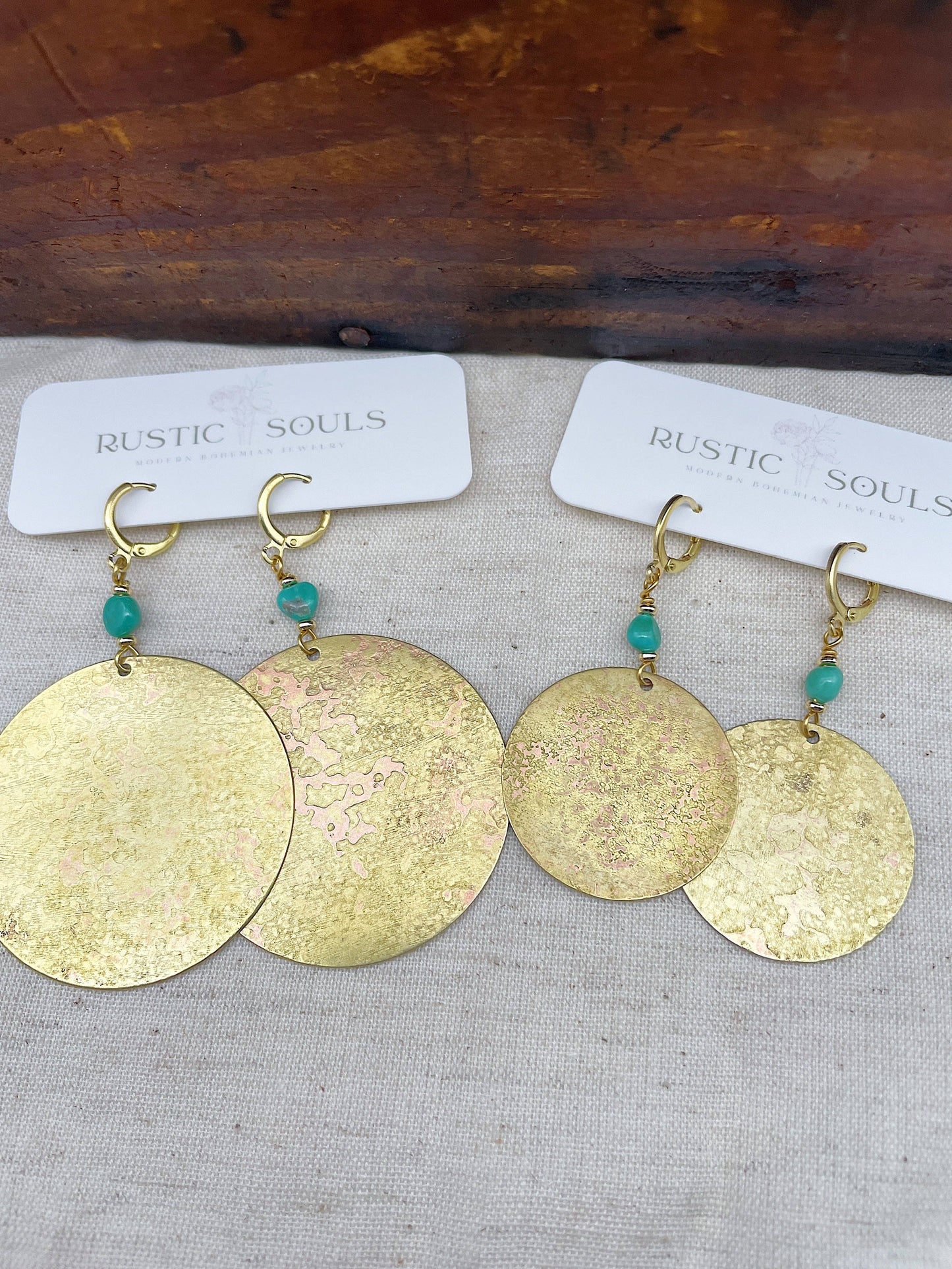 Recycled Patina Round Earrings: Small