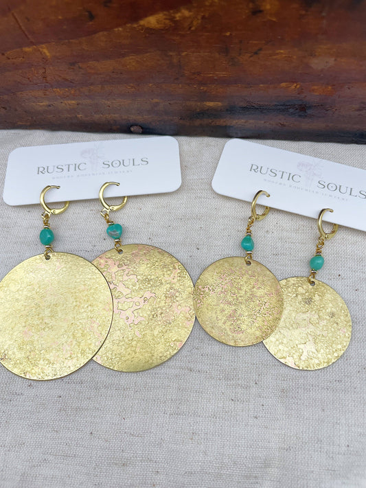Recycled Patina Round Earrings: Small