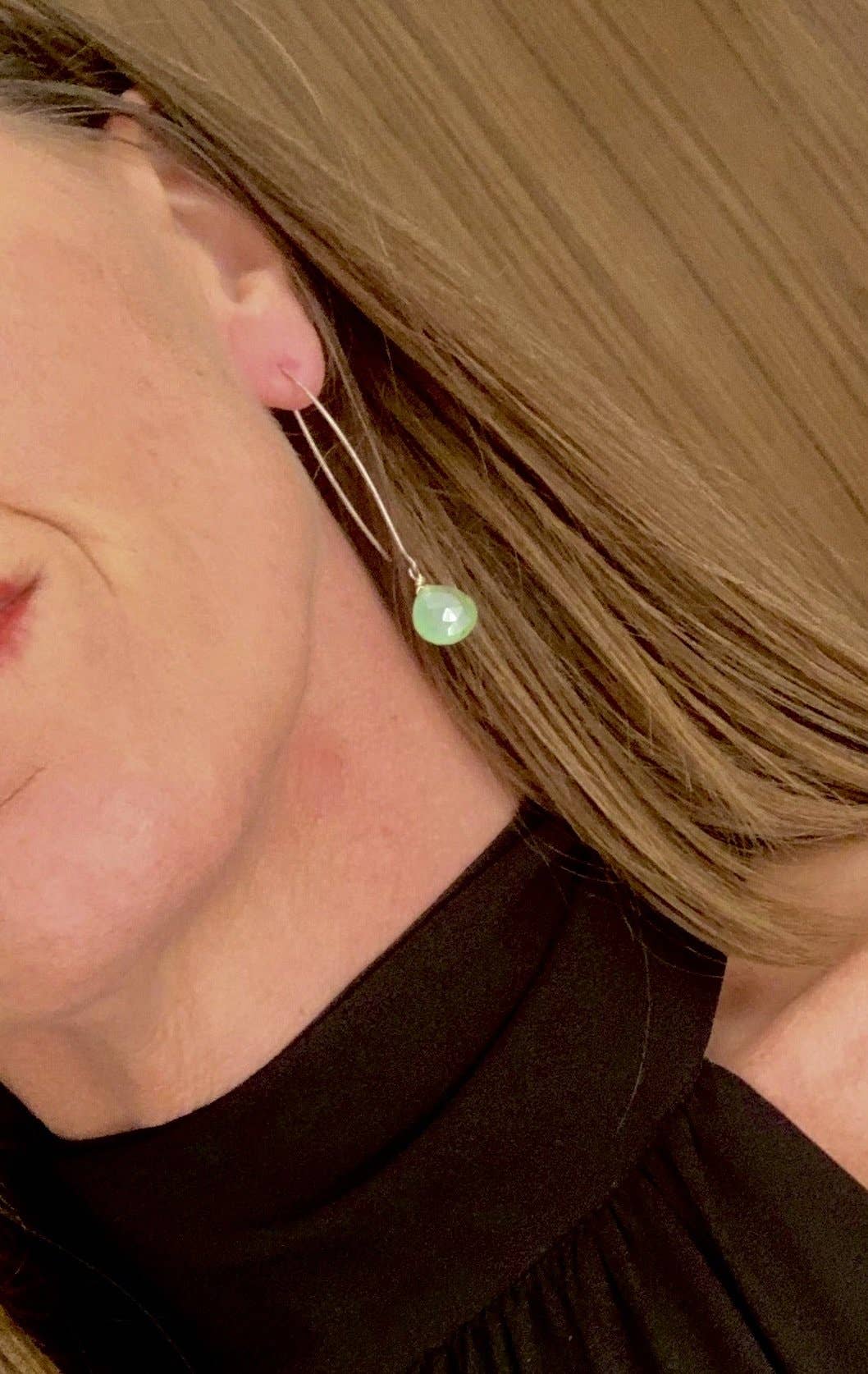 Festival Vibes- aqua teardrop gemstone dangle earrings