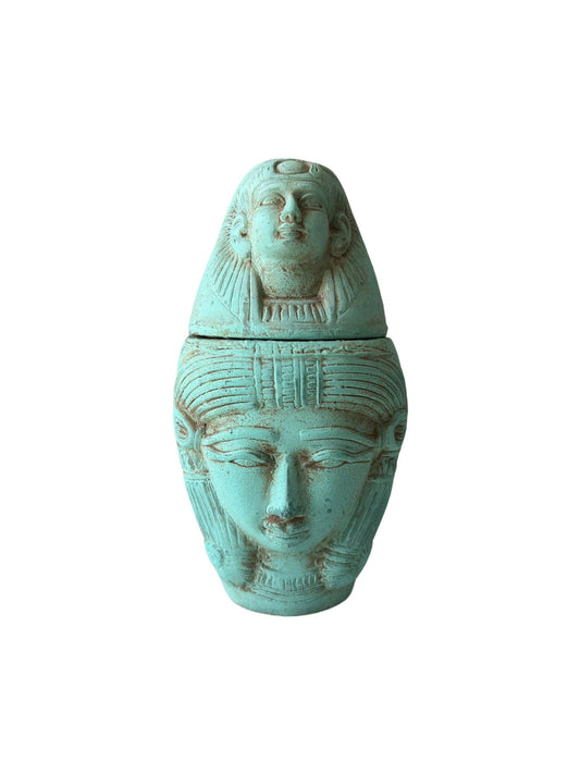 Canonic Jar, Imsety and Hathor Turquoise Basalt