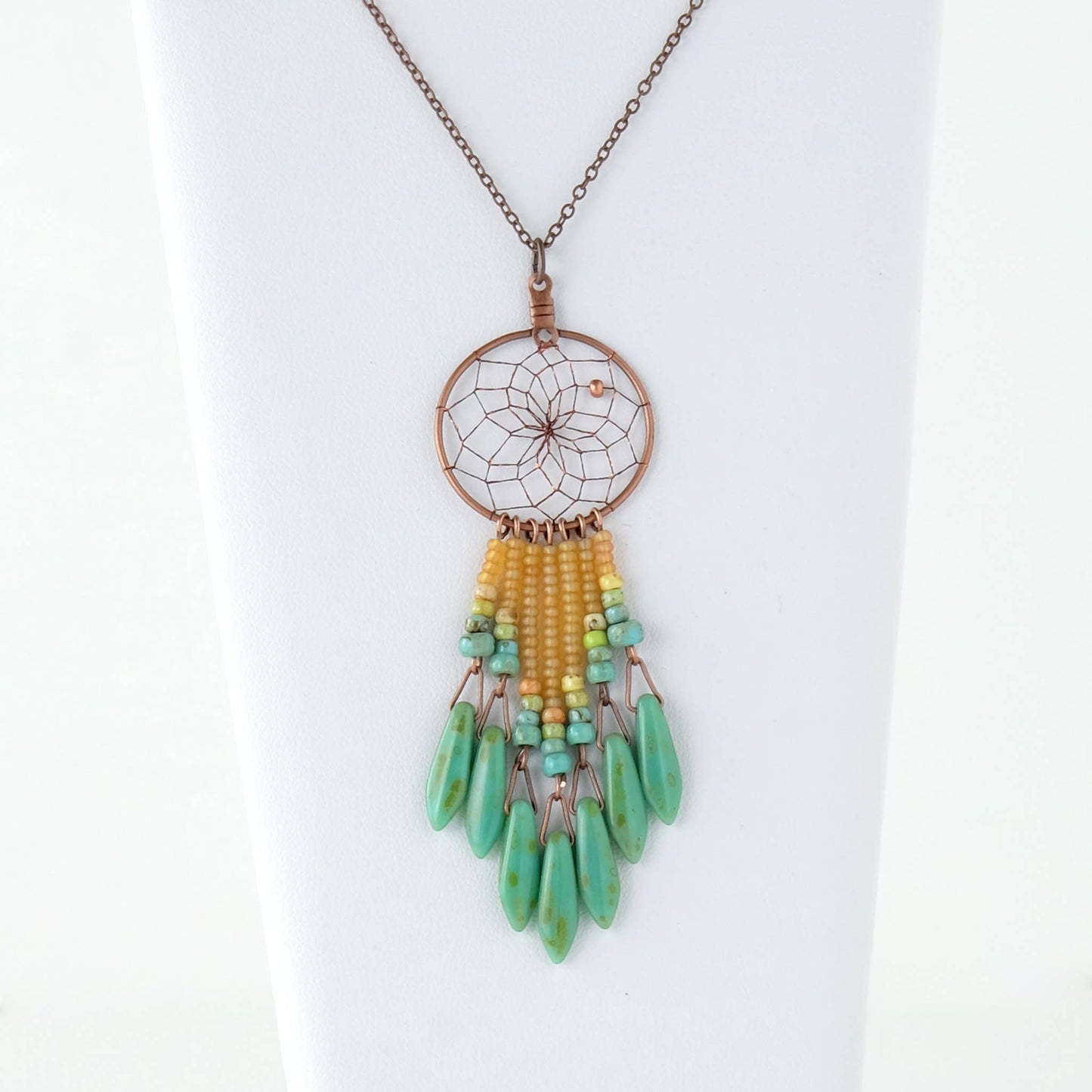 Specialty 1" Dream Catcher Necklace with Picasso Beads