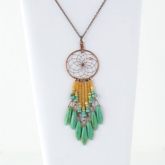 Specialty 1" Dream Catcher Necklace with Picasso Beads