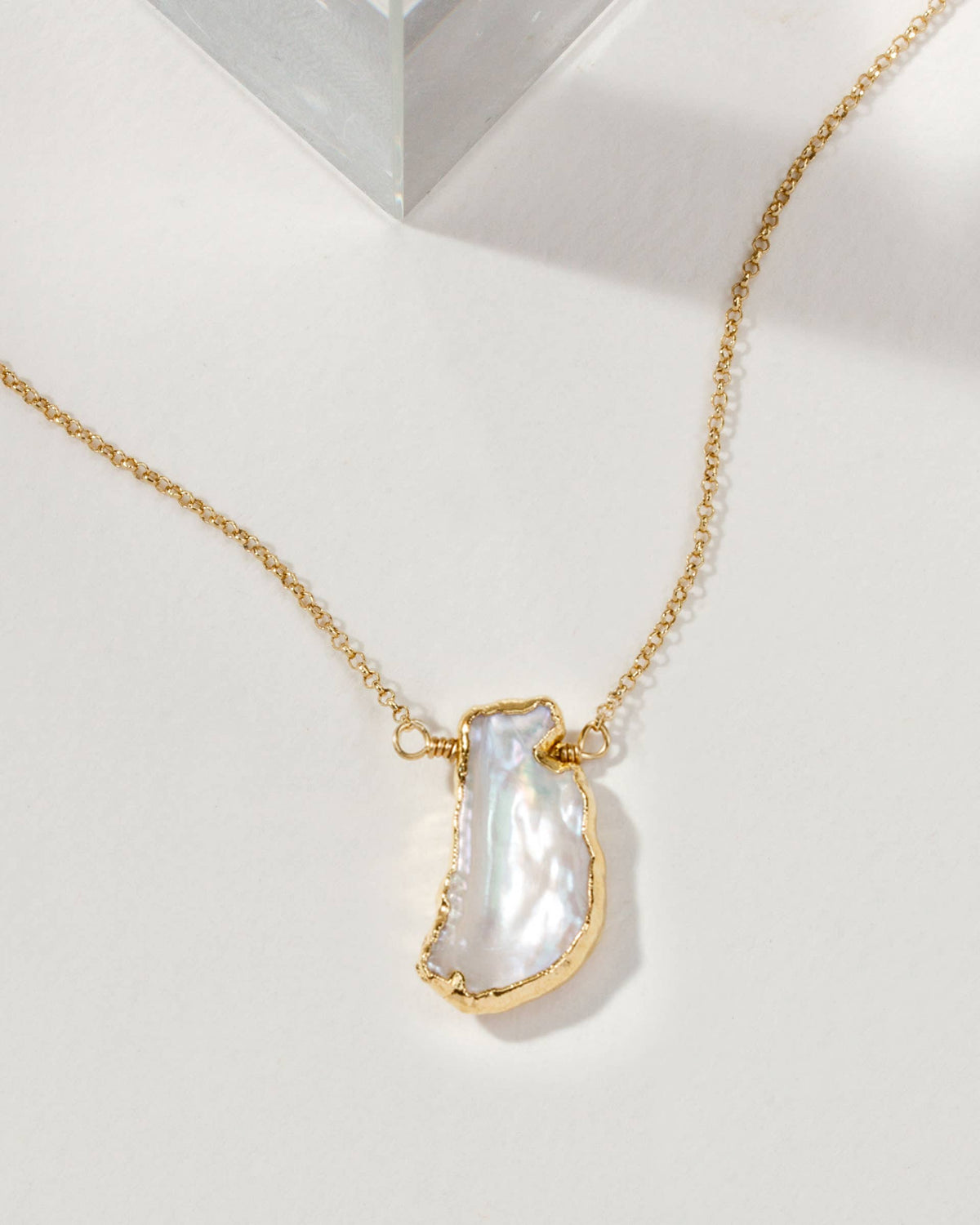 Earth, Wind and Fire Genuine Stone Necklace Gold- Pearl