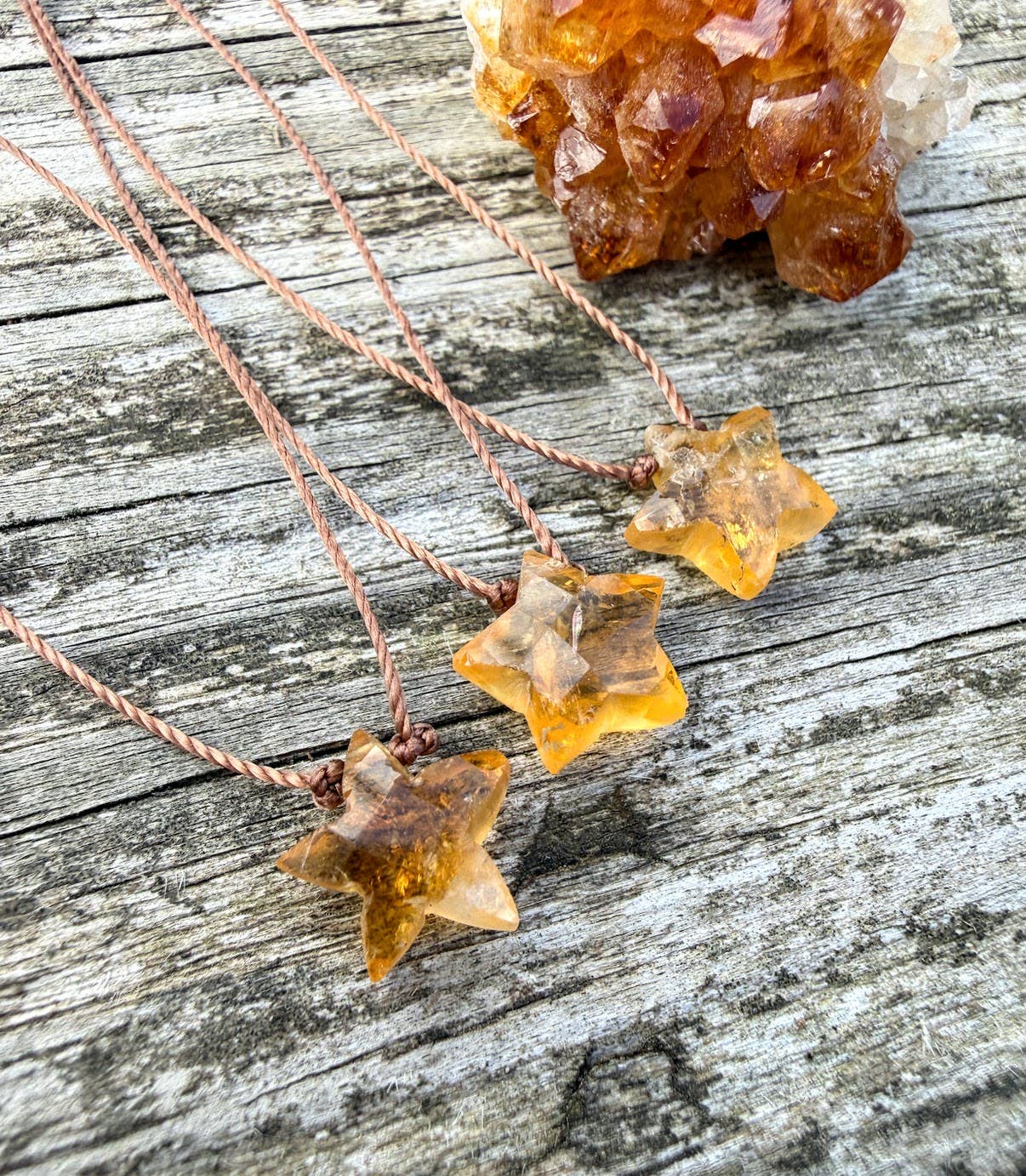 Citrine Faceted Star Cord Necklace