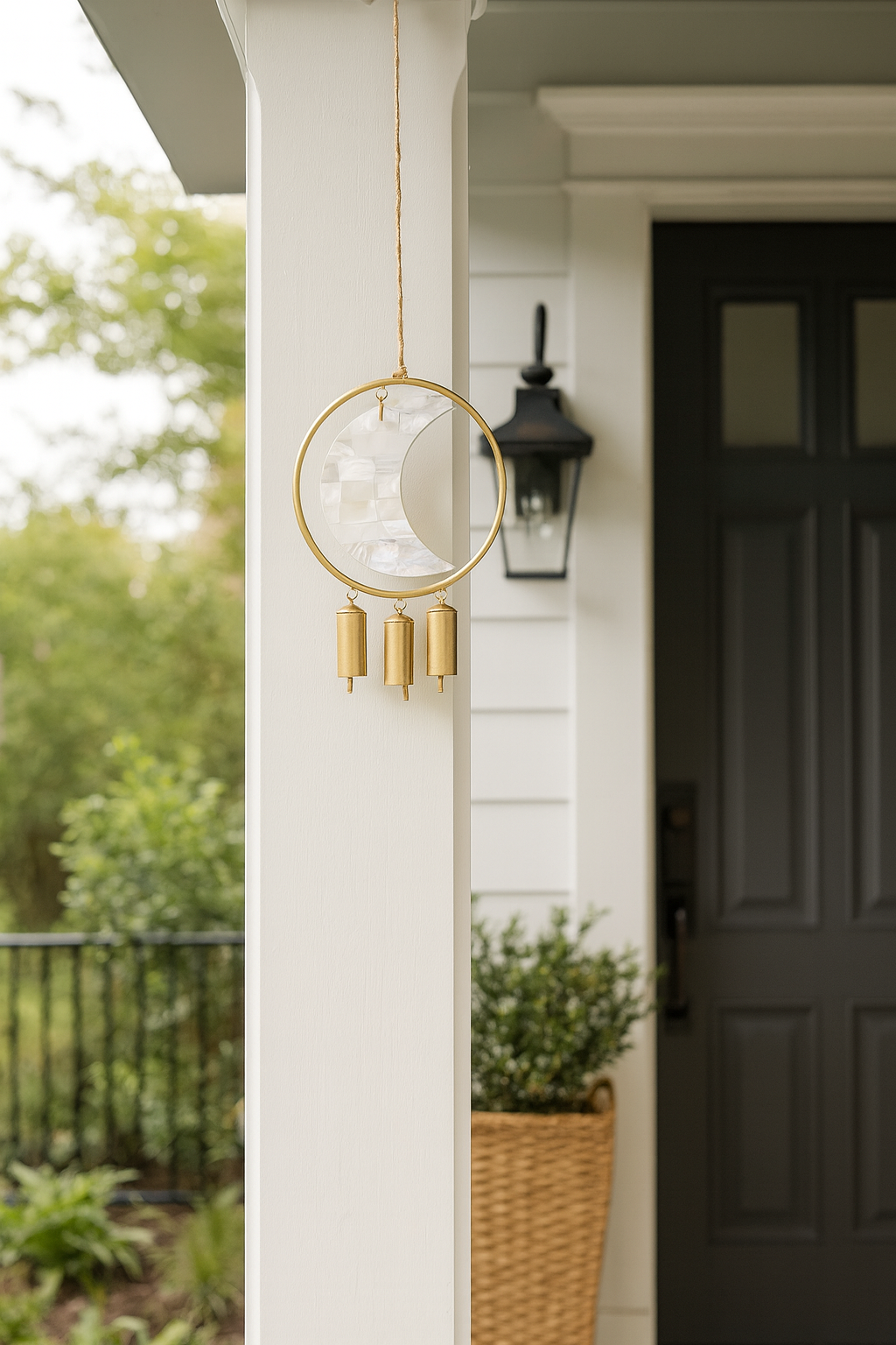 Chayana Large Moon Mother of Pearl Wind Chime - Handmade