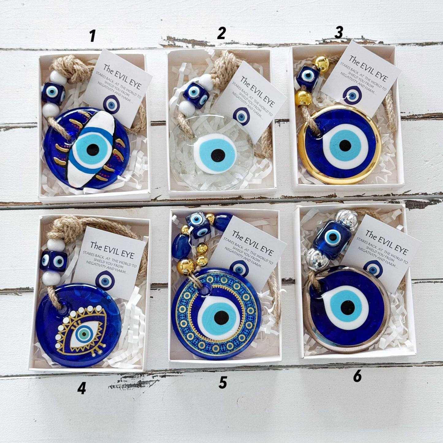 Evil Eye Gift Box – Greek Evil Eye Decor, White / Style 3