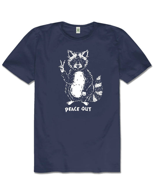 Peace Out Raccoon Organic T-Shirt - Unisex: XXL