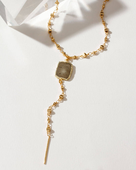 Eterno Amore Gemma Lariat Necklace - Pyrite
