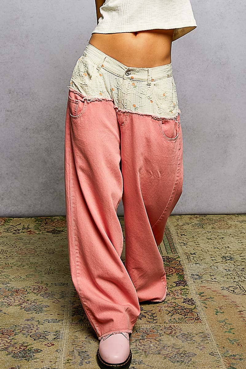 Low Rise Wide Double Waist Pants