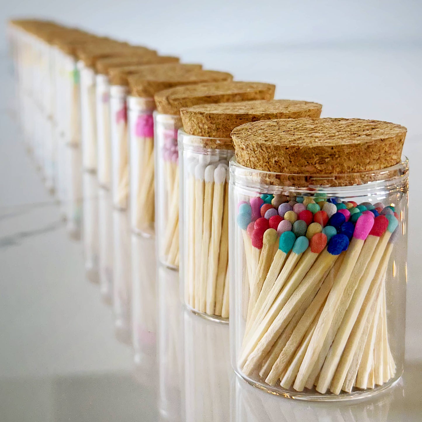 2" Matches in Cork Top Jar - Colors of Your Choice