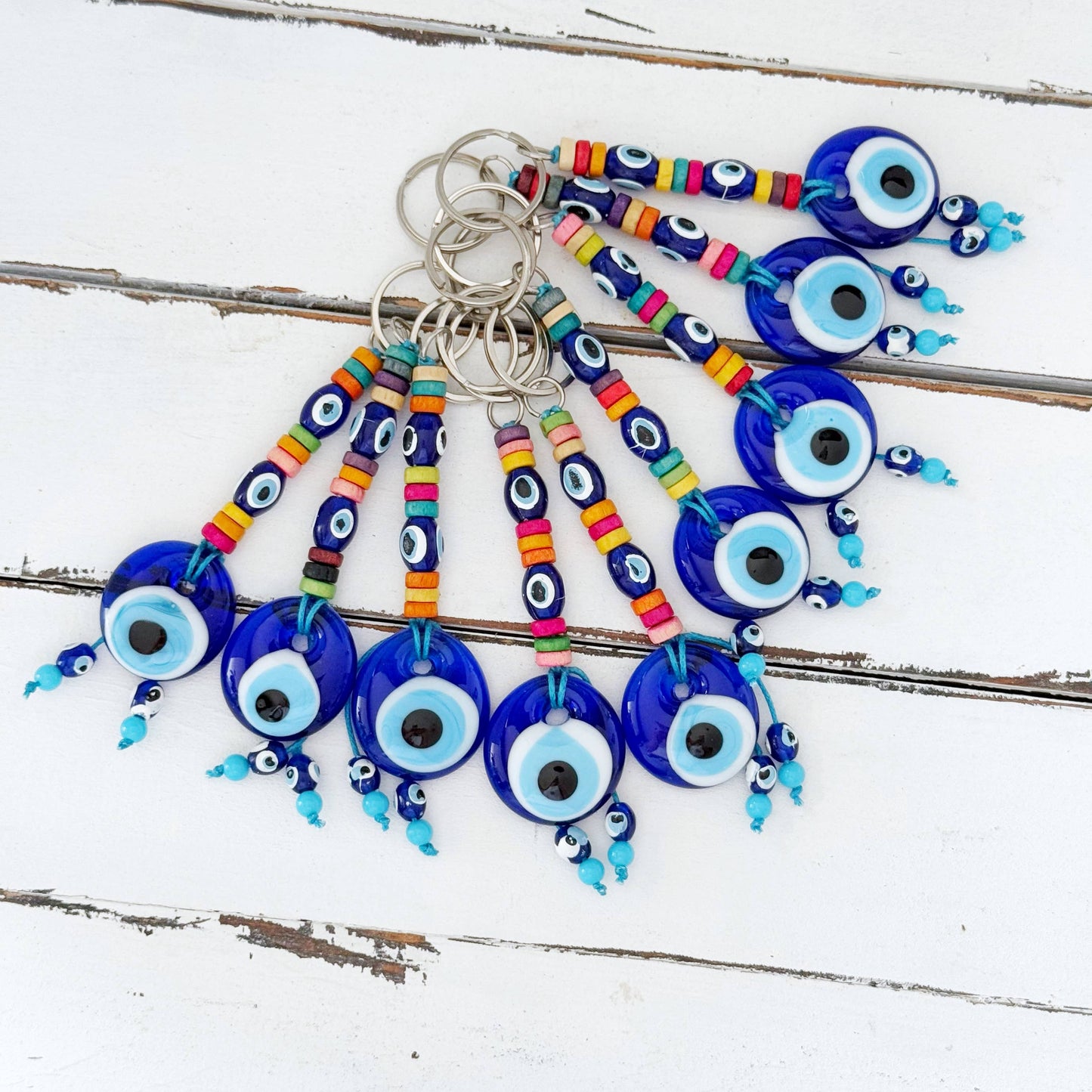 Blue Evil Eye Keychain, Glass Evil Eye Bag Charm, Good Luck