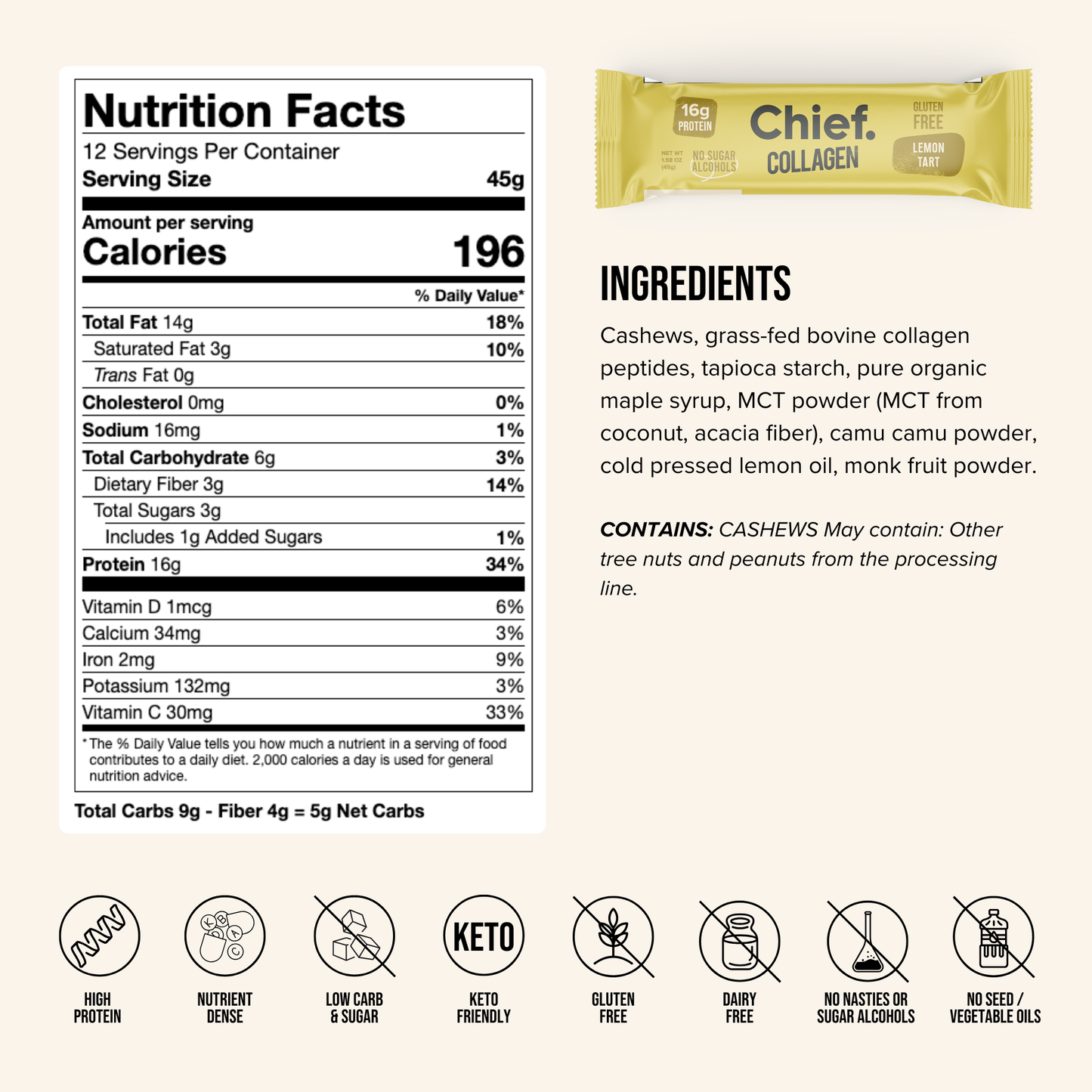 Collagen Protein Bar - Lemon Tart