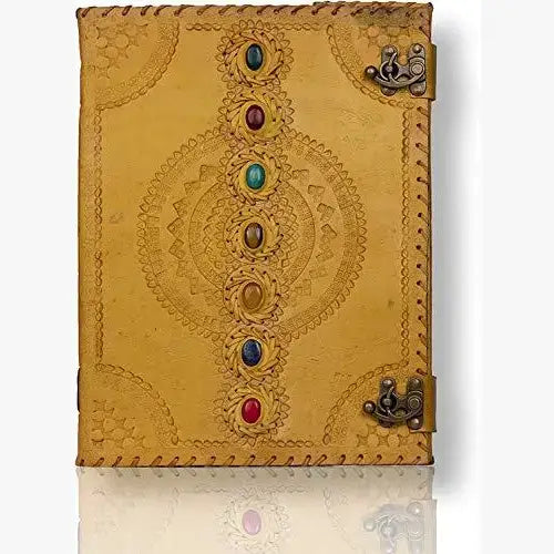 Tuzech Handmade Vintage Seven Chakra Stone Embossed Diary