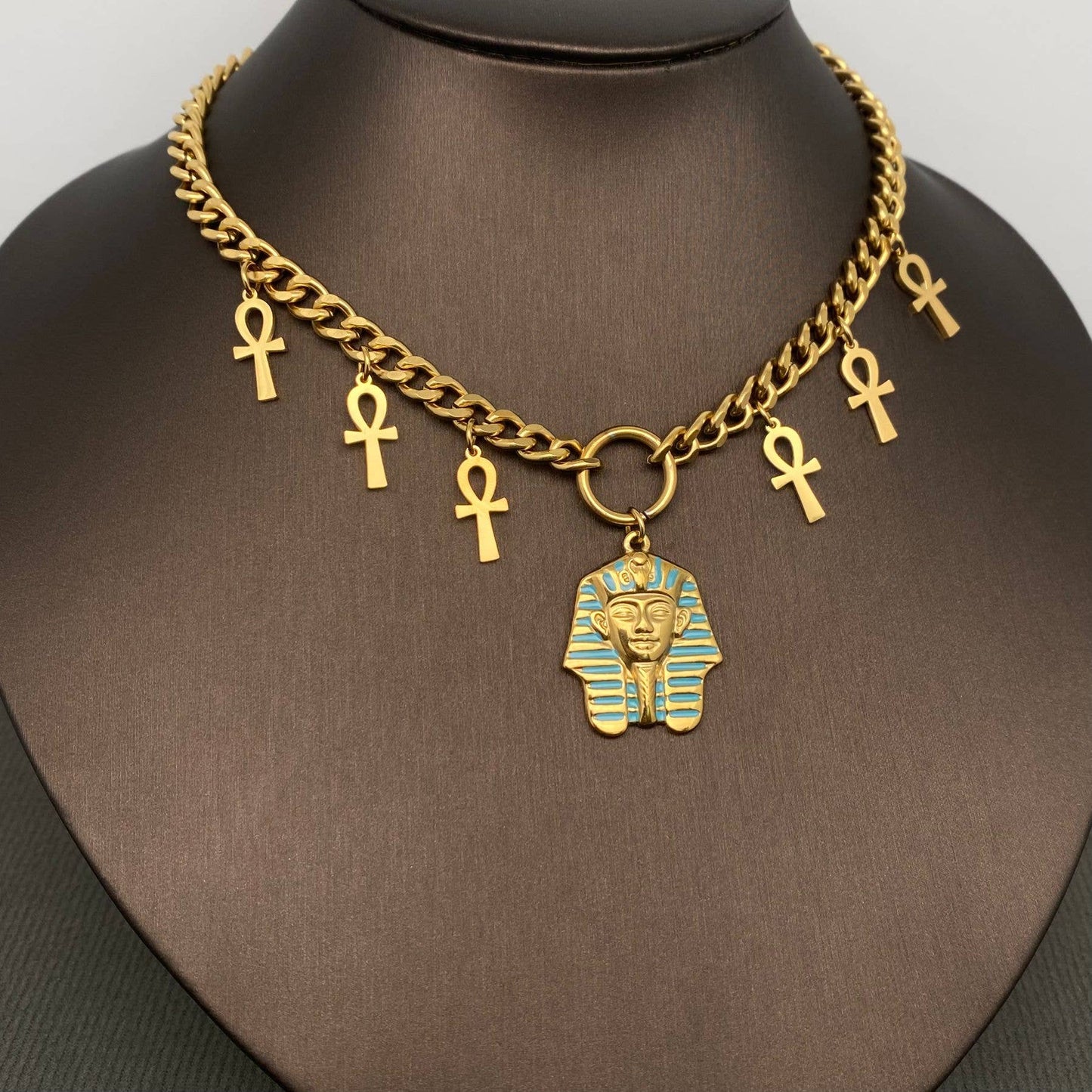 Egyptian 18K Gold Plated Stainless Steel Necklace