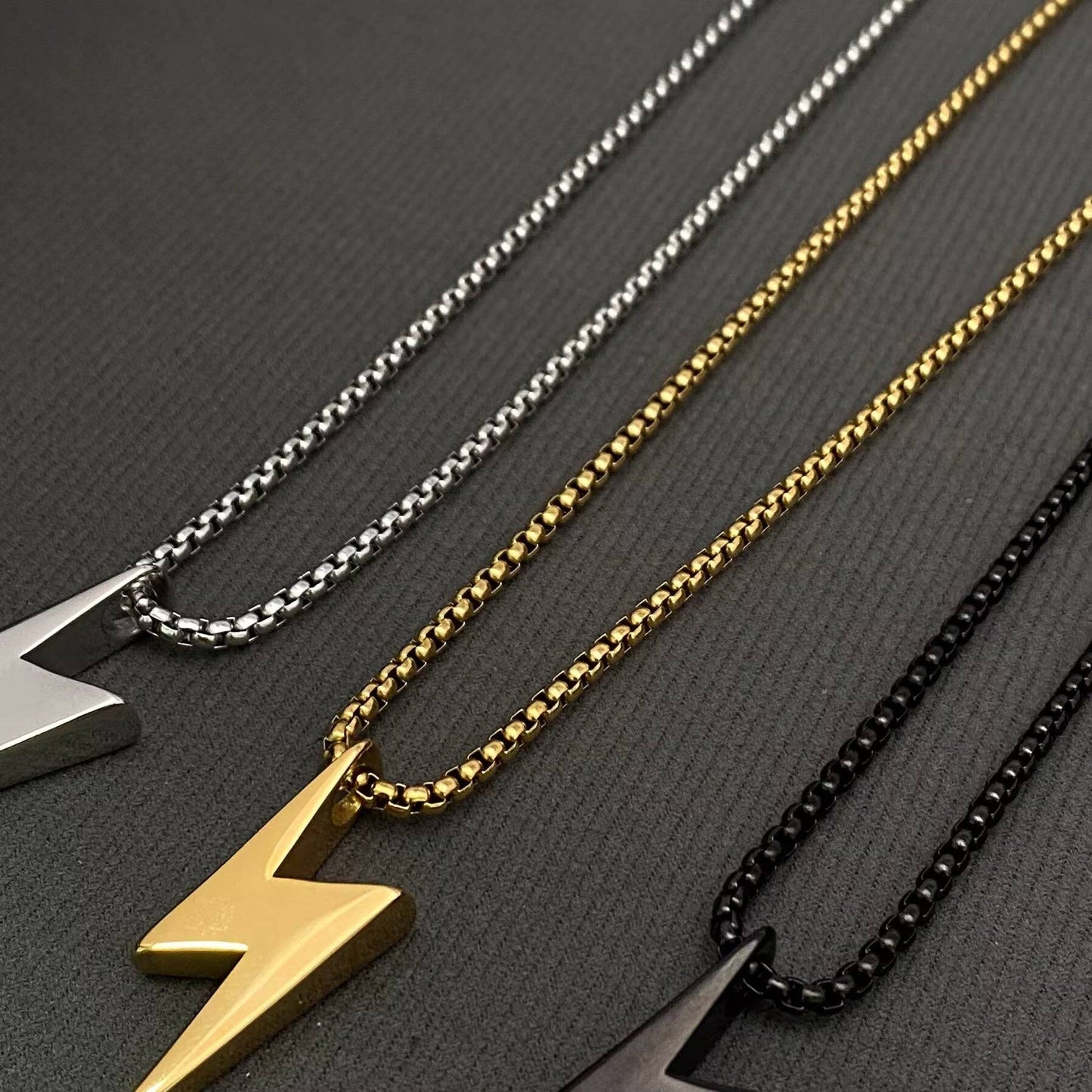 Stainless Steel Lightning Pendant Necklace