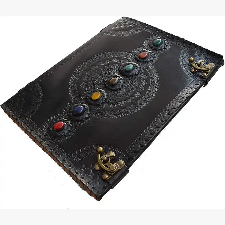Tuzech Handmade Vintage Seven Chakra Stone Embossed Diary