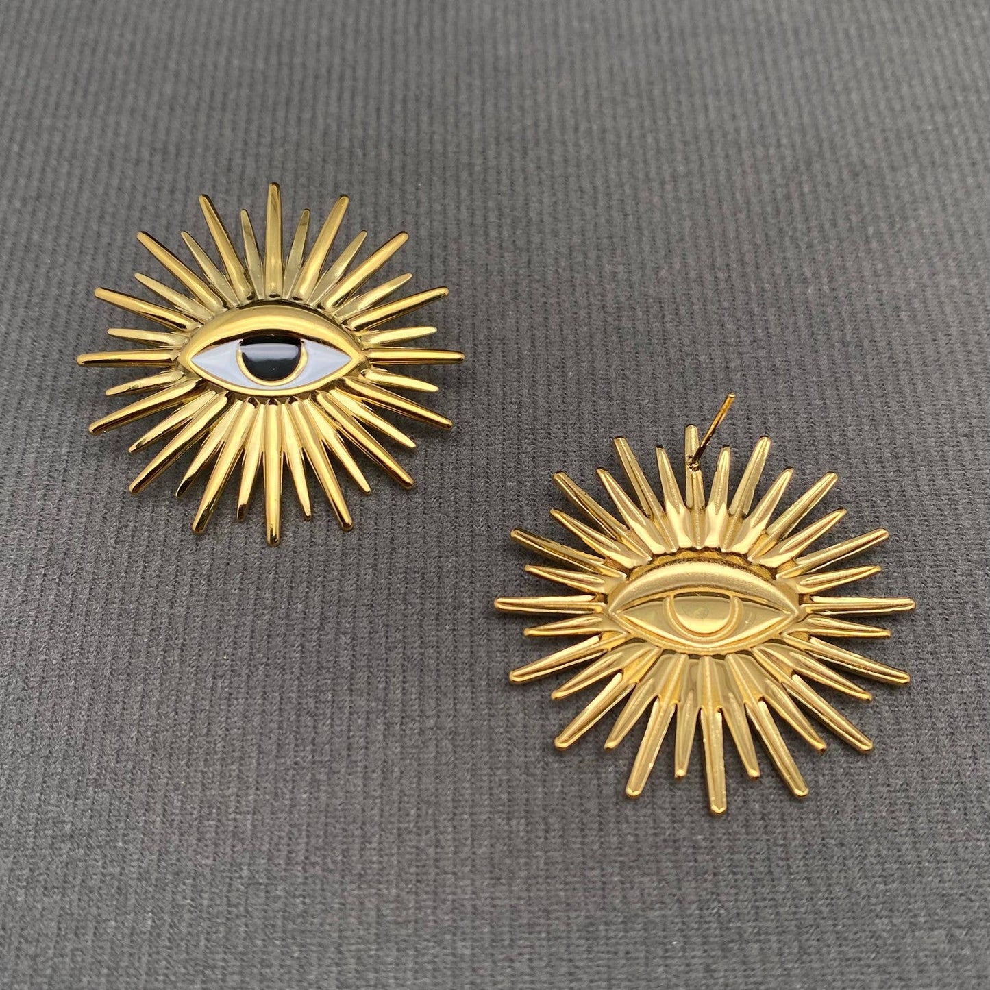 Enamel Eyes 18K Gold Plated S.Steel Stud Earrings
