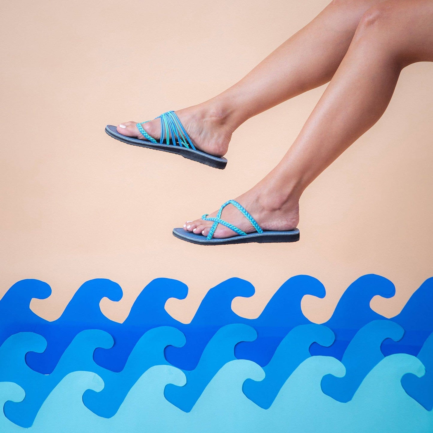 Oceanside Summer Flip Flops Flat Sandals - Cornflower