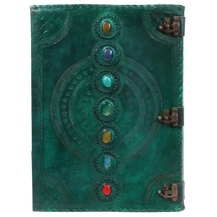 Tuzech Handmade Vintage Seven Chakra Stone Embossed Diary