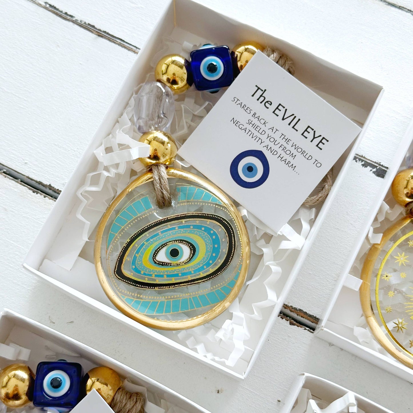 Evil Eye Wall Hanging, Gold Evil Eye Wall Decor, Protection: Style 3