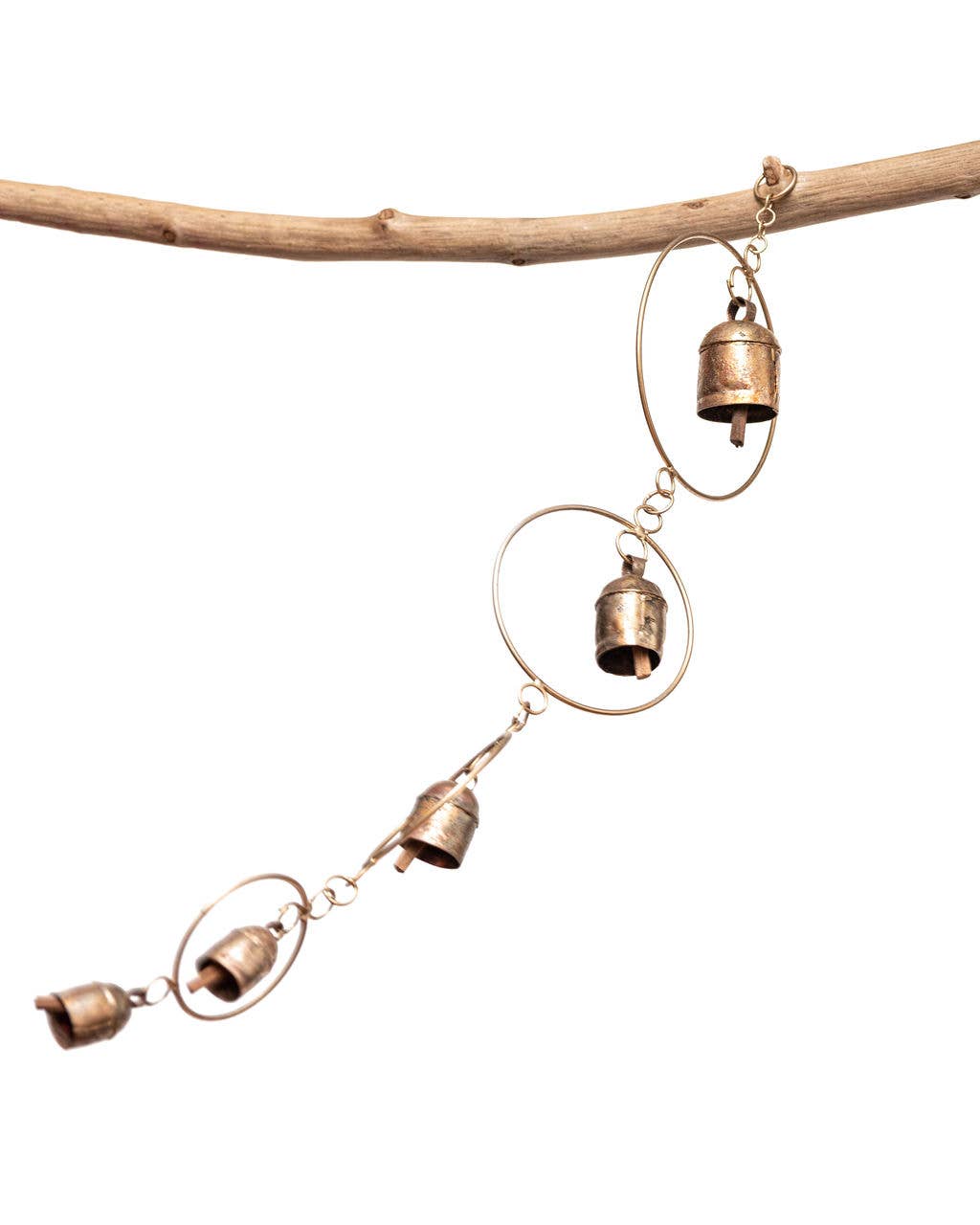 Golden Rings 5 Bell, Bronze Hand-tuned Garden Wind Chime, India