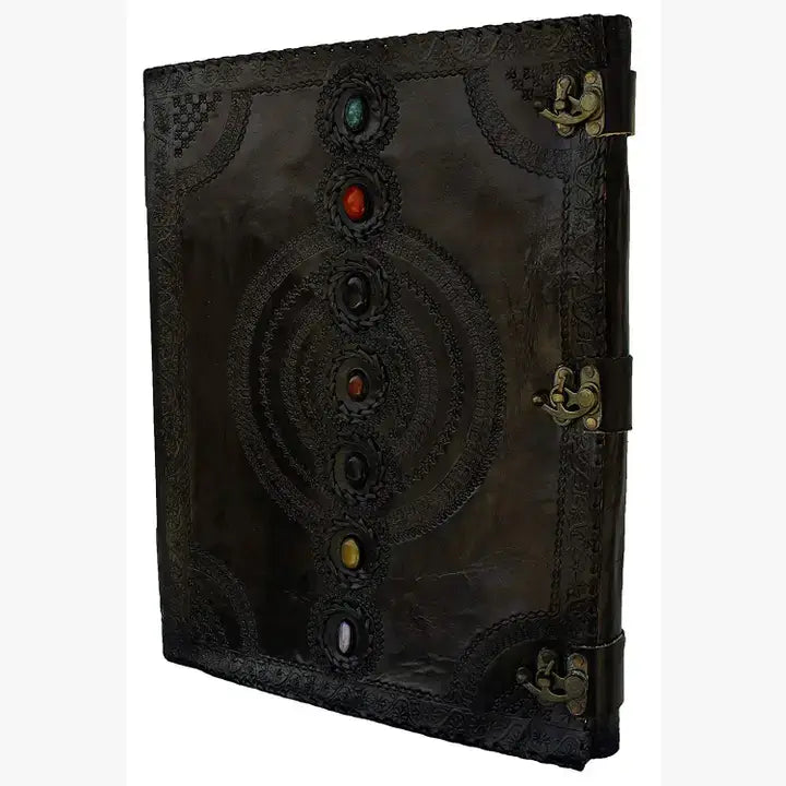 Tuzech Handmade Vintage Seven Chakra Stone Embossed Diary