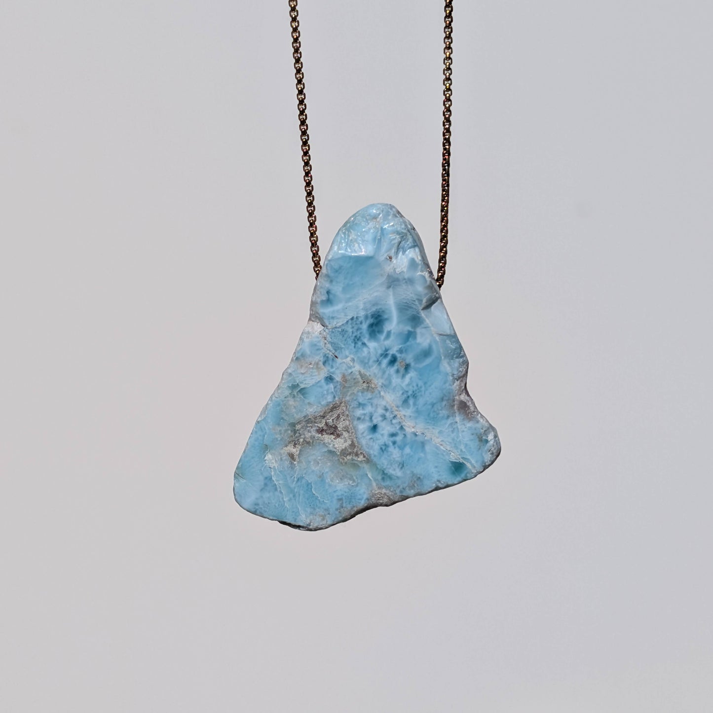 Larimar Specimen Necklaces - 24k Gold Plated Steel
