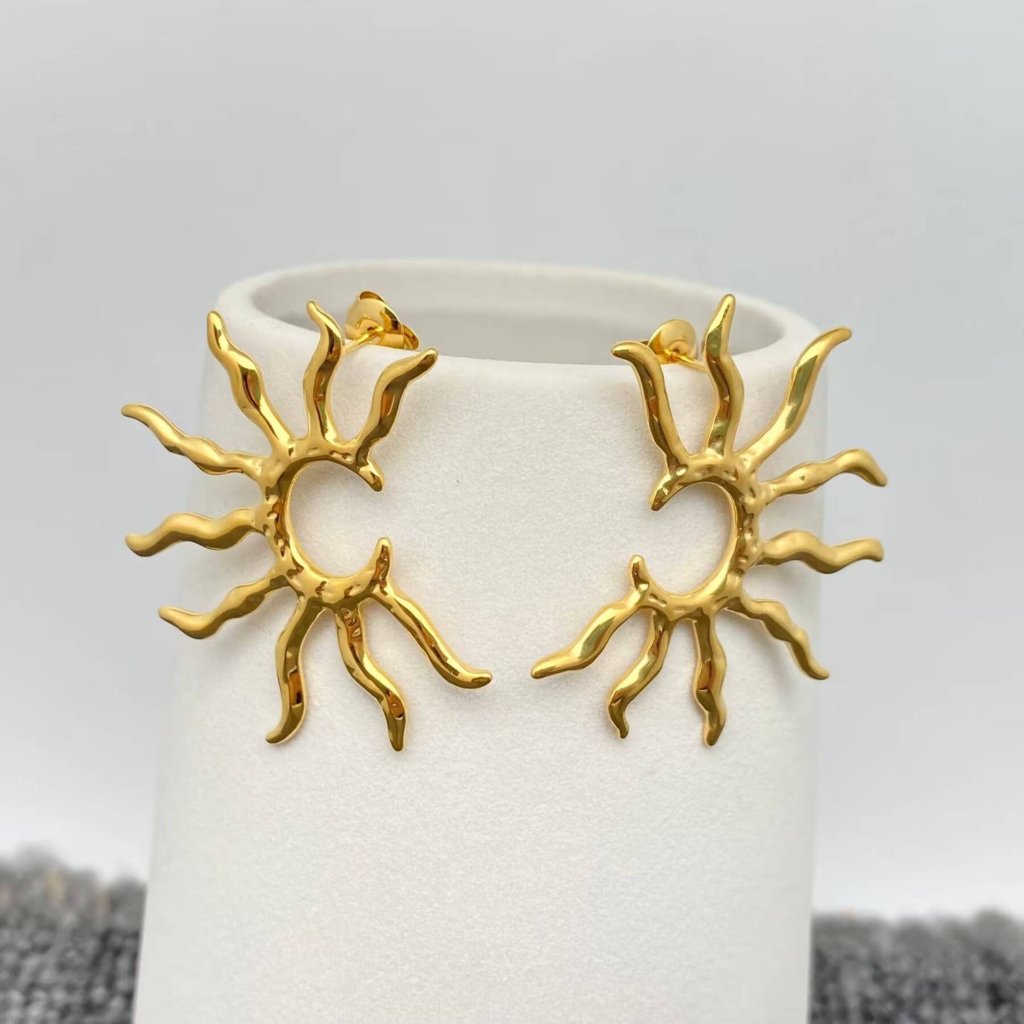 18K Gold Plated Stainless Steel Sun Shine Earrings