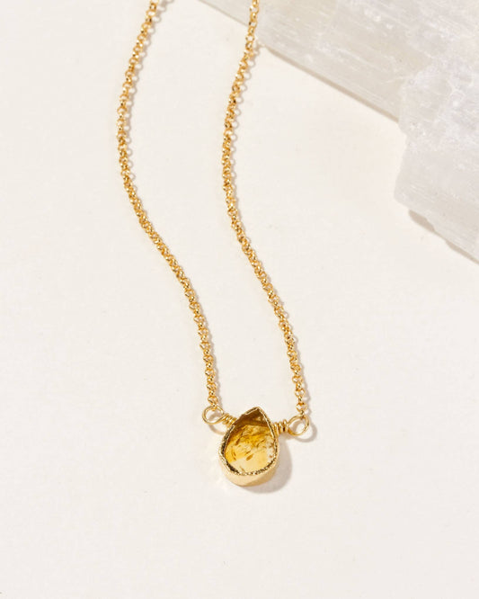 Citrine - Gold Delicate Gemstone Necklace