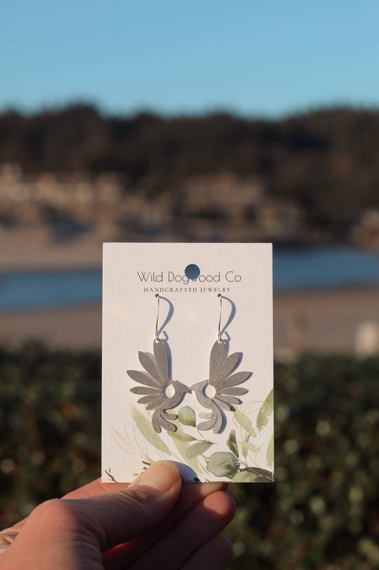 Phoenix Rising antique silver earrings