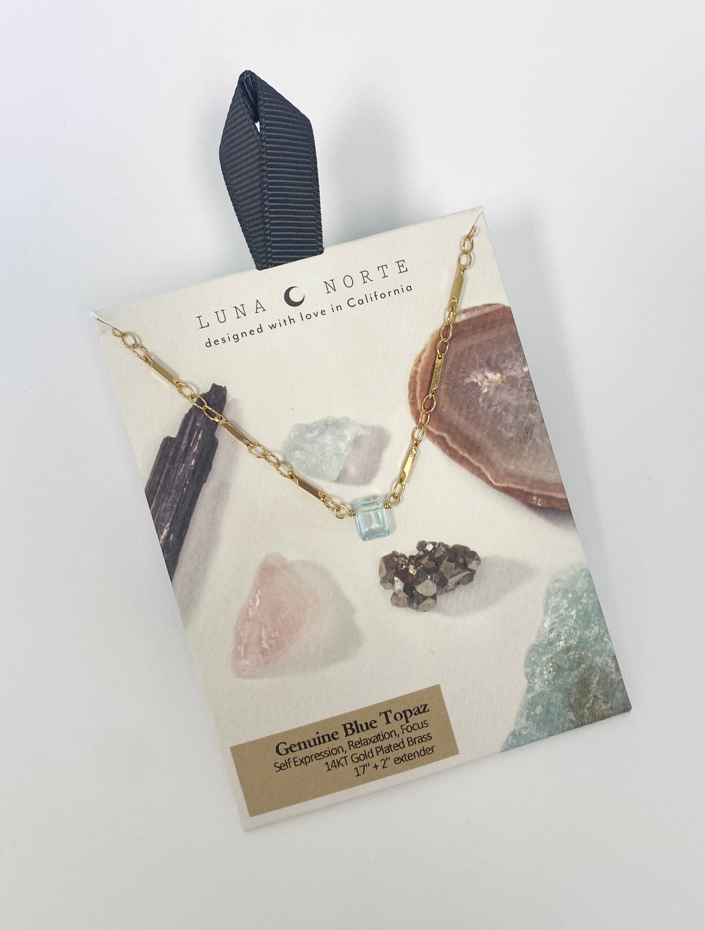 Blue Topaz Prism Gems Birthstone Necklace - December