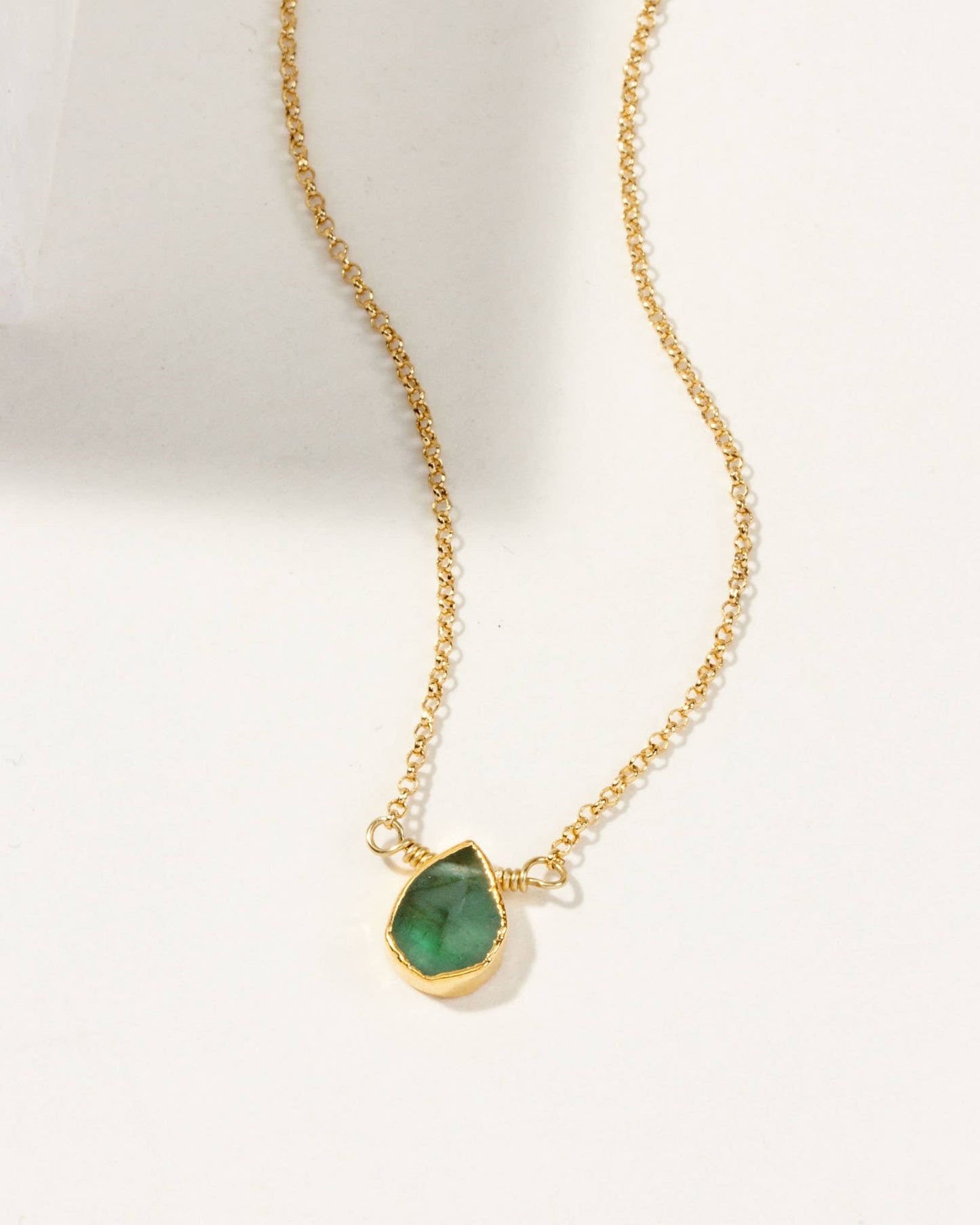 Emerald - Gold Delicate Gemstone Necklace