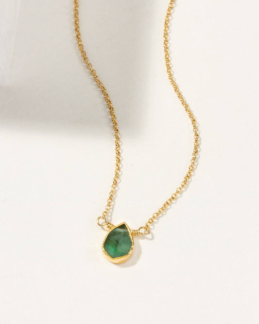 Emerald - Gold Delicate Gemstone Necklace
