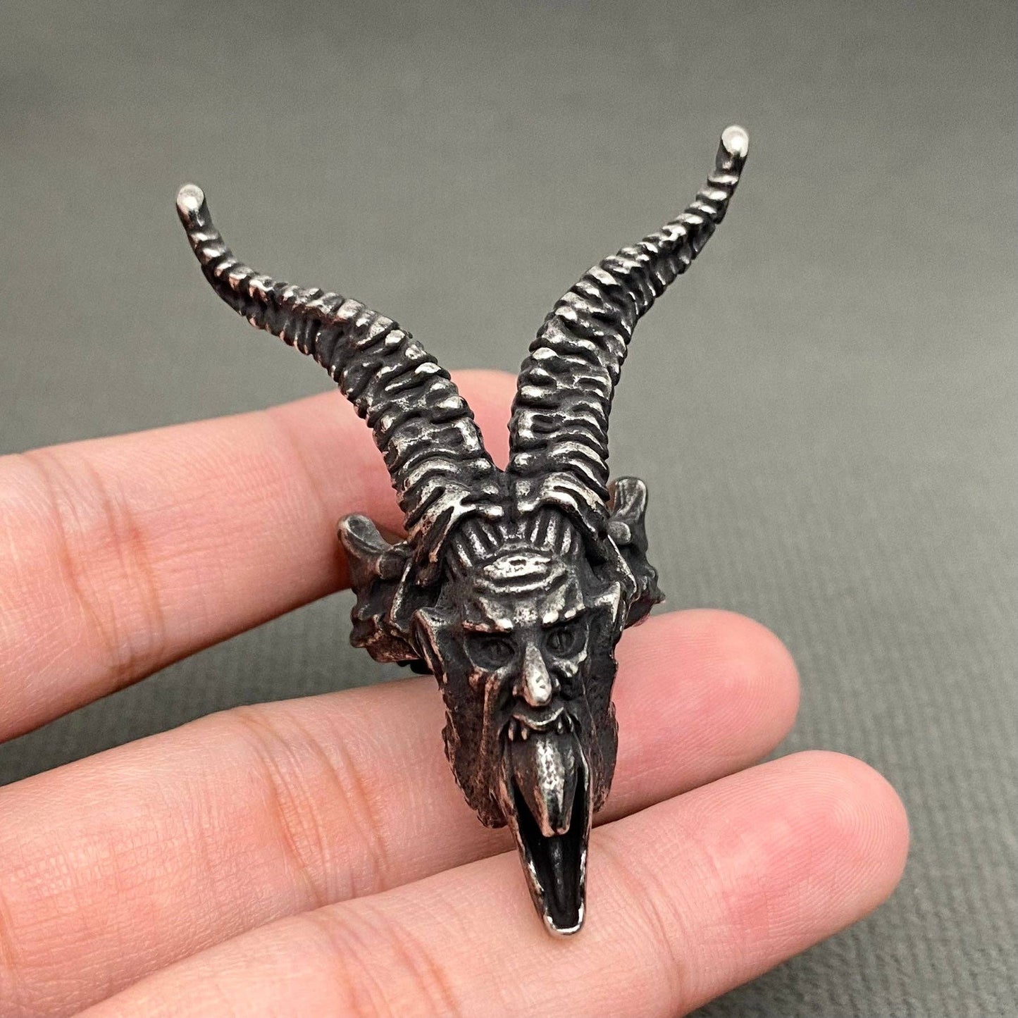 Blackening Stainless Steel Demon Skull Ring