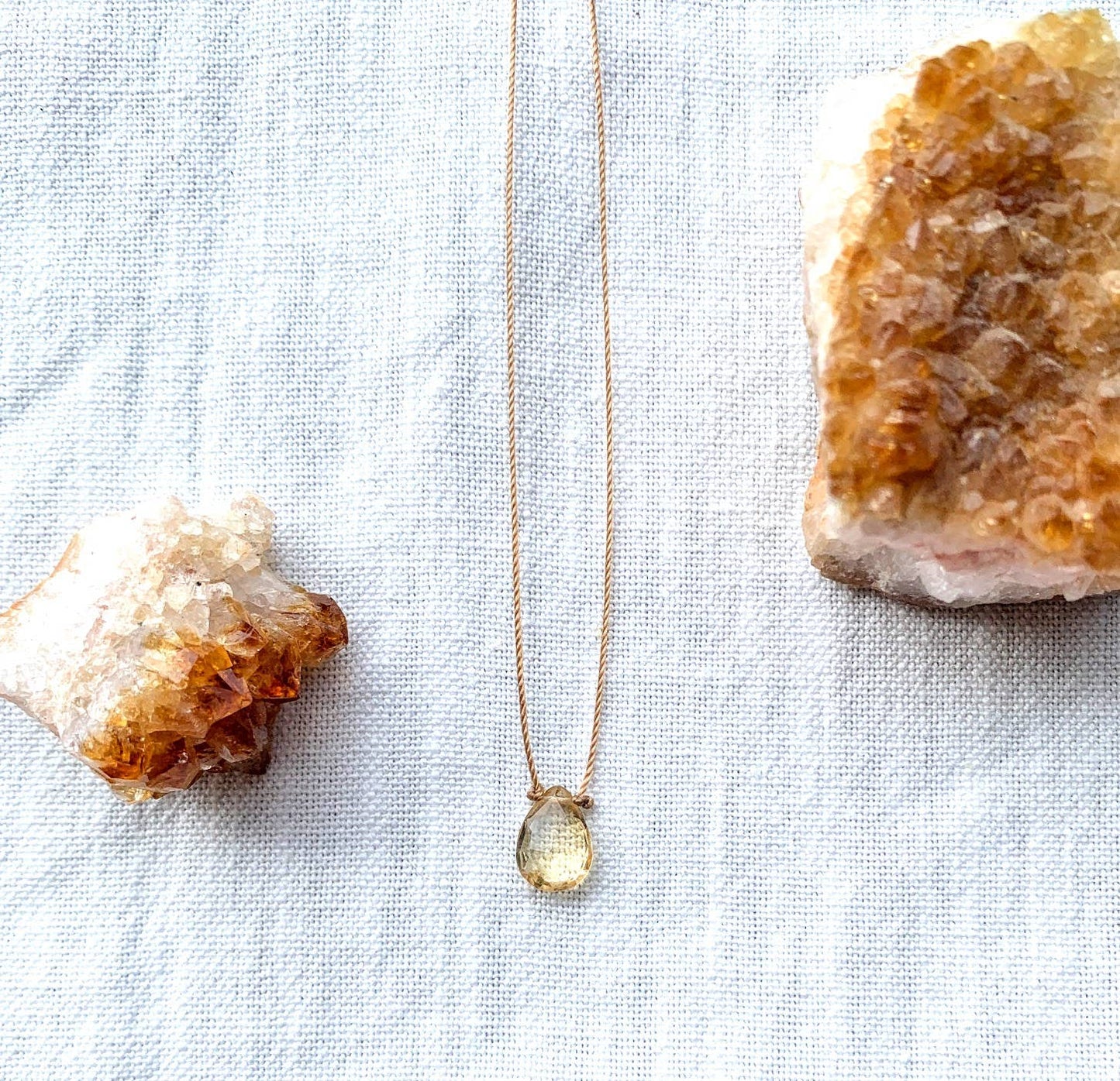 Citrine Faceted Teardrop Cord Necklace: 16, 18, or 20"