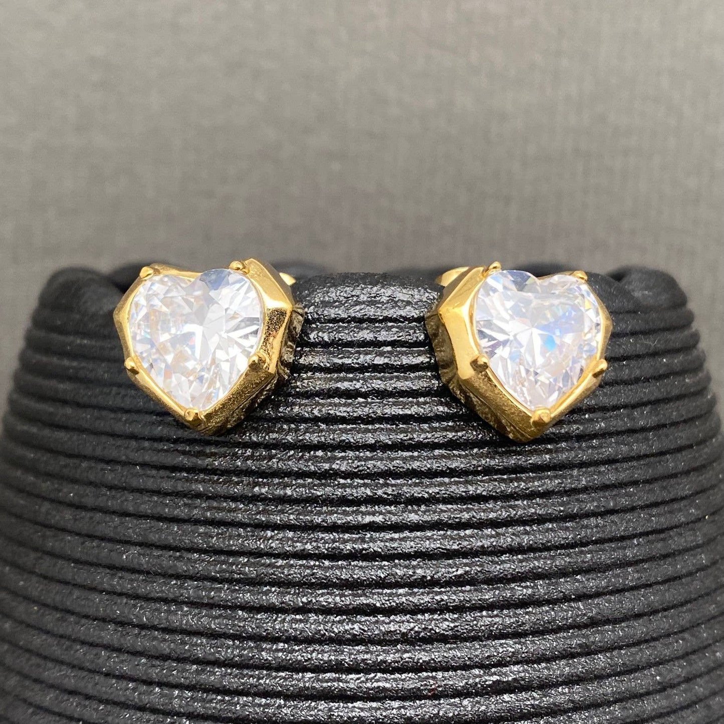 Geometric Zircon 18K Gold Plated S.Steel Stud Earrings