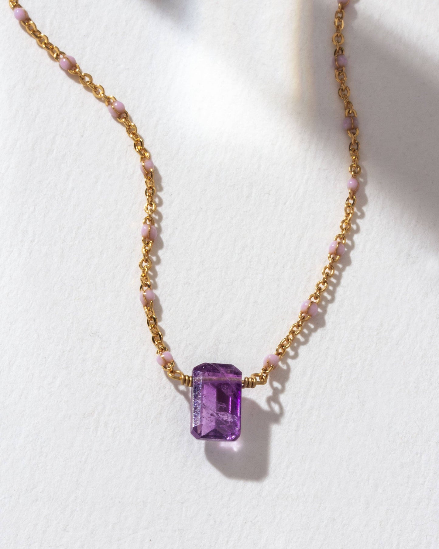 Amethyst Prism Gems Birthstone Necklace - February