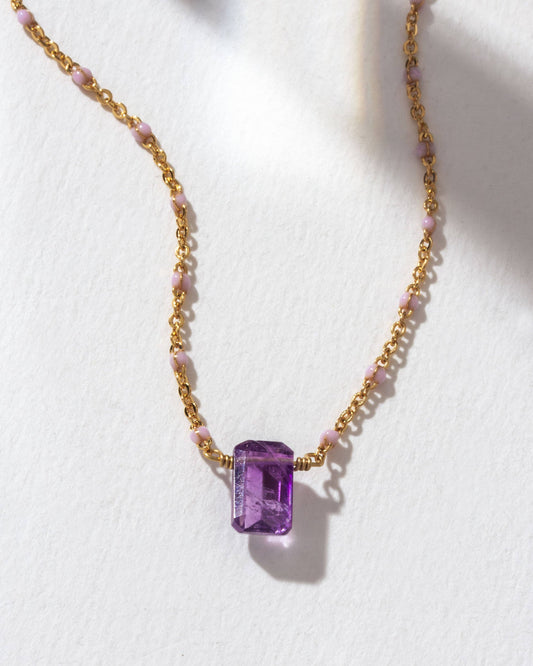 Amethyst Prism Gems Birthstone Necklace - February