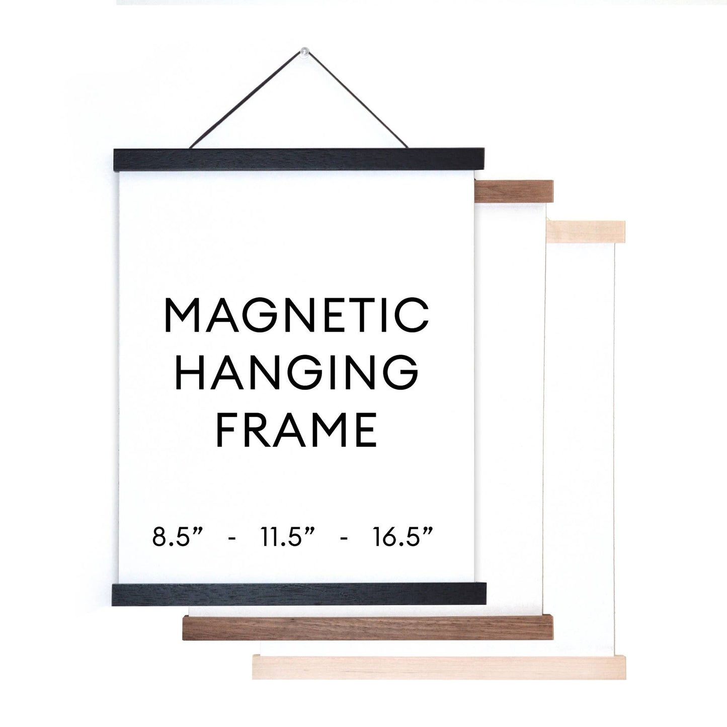 Magnetic Wood Hanging Poster Frame: BLACK / 10.5