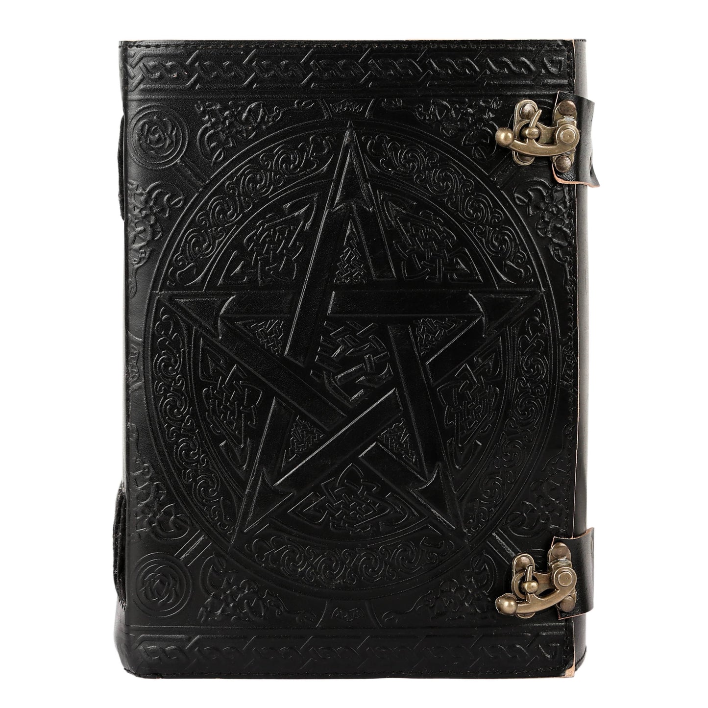 1000 Pages Large Black Pentagram Embossed Leather Journal | Writing Leather Notebook | Leather grimoire Book | Handmade Leather Journal Gift
