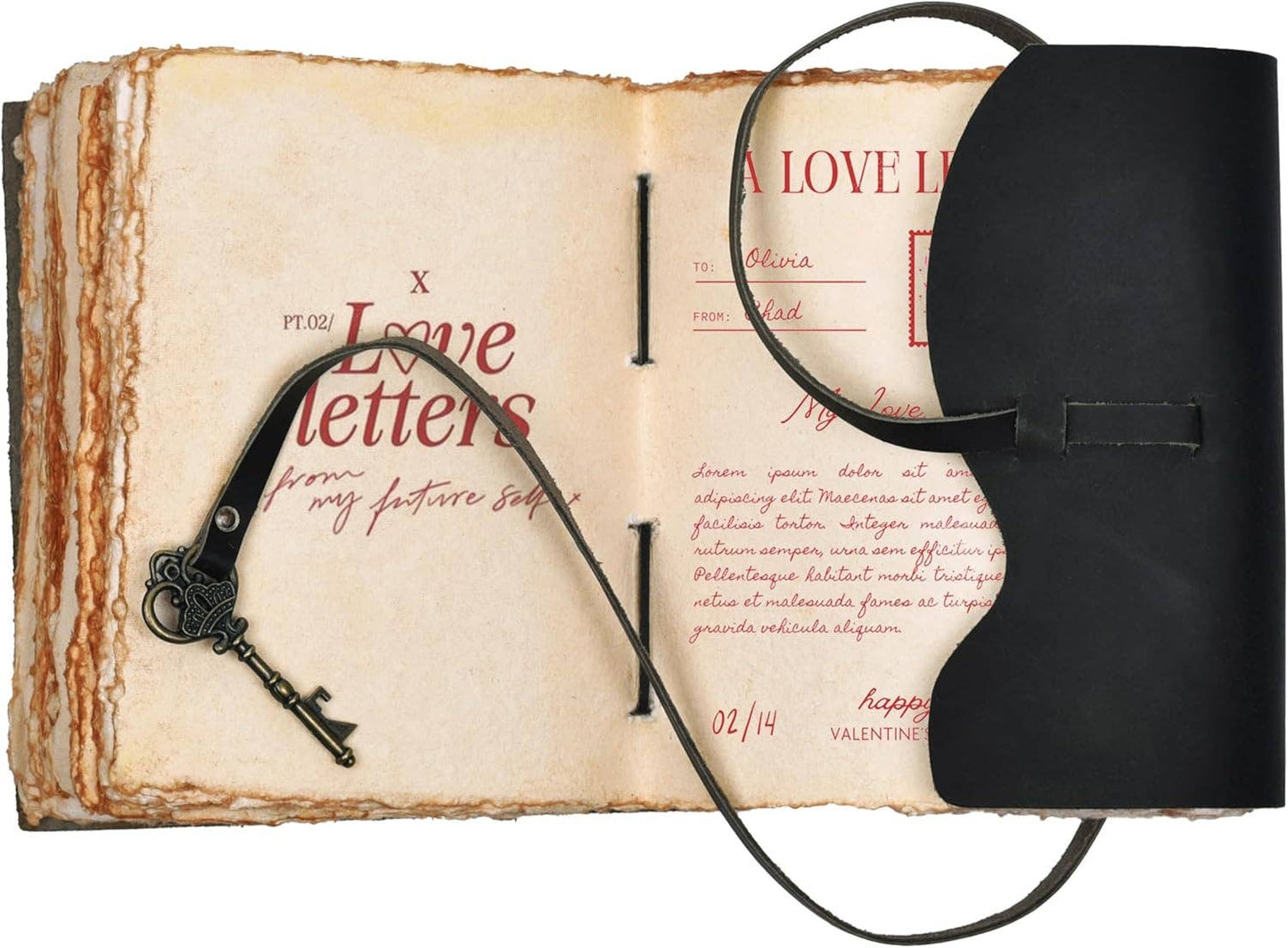Tuzech Handmade Vintage Genuine  Leather Belt and Key Diary