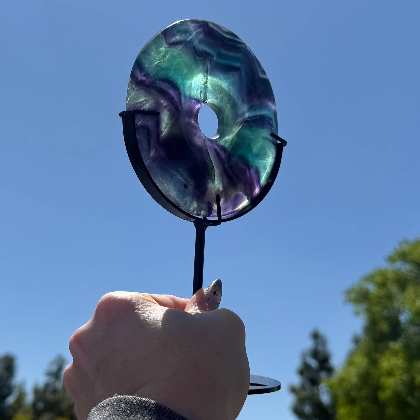 Large Rainbow Fluorite Donut