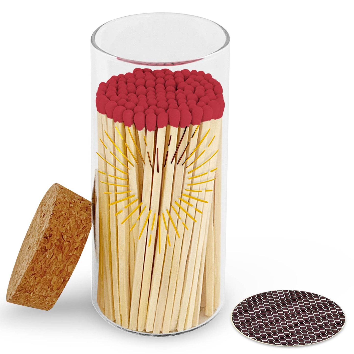 Gold Print with 4" Matches & Lg Cork Top Jar