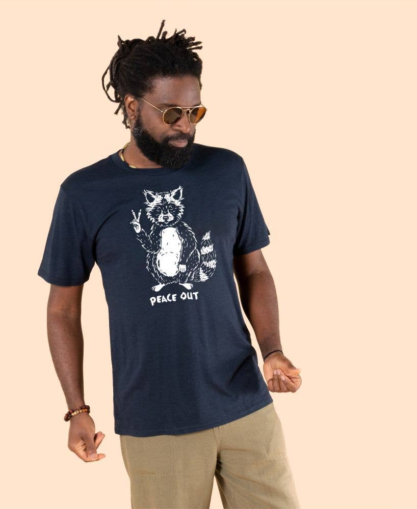 Peace Out Raccoon Organic T-Shirt - Unisex: SM