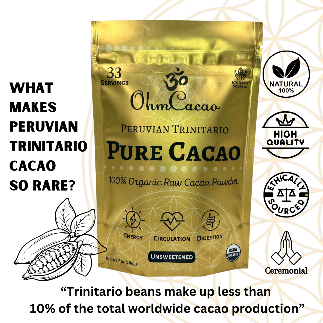 Ohm Pure Cacao | Unsweetened Raw Cacao Powder | 33 Servings - 7oz