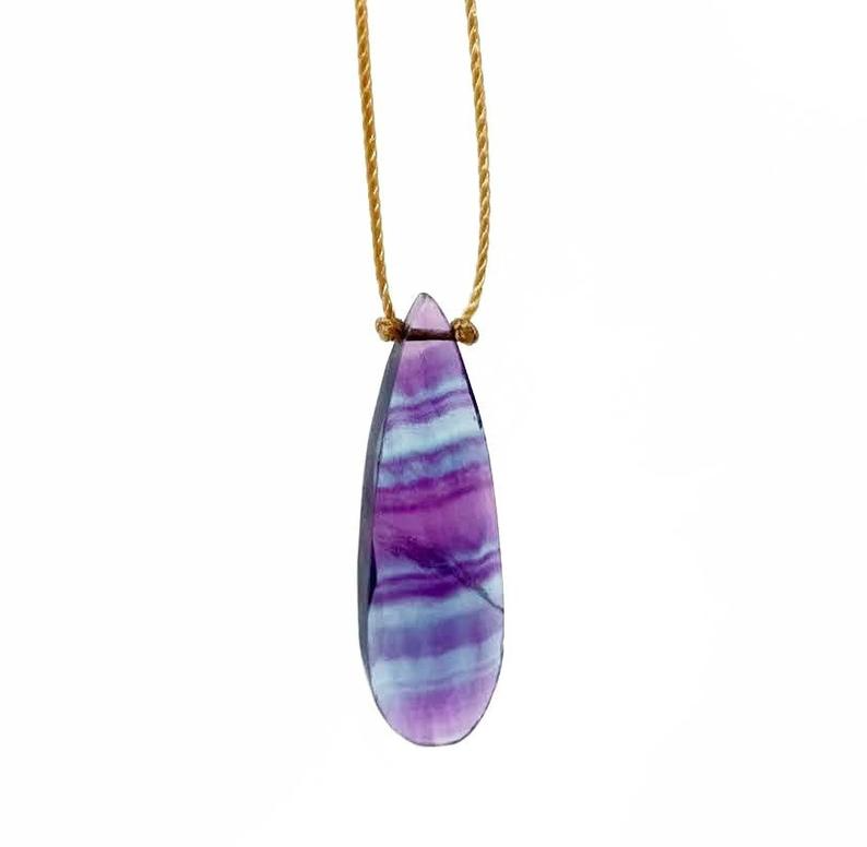 Fluorite Teardrop Necklace: 16, 18, or 20"