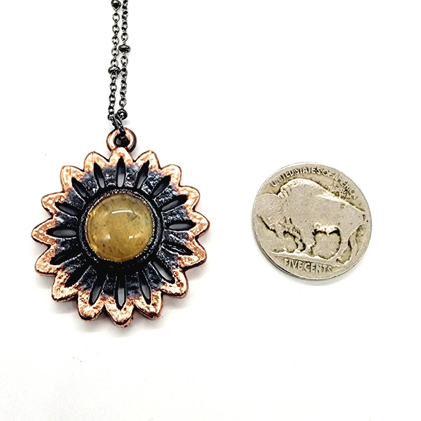 Smoky Citrine Flower Pendant Necklace
