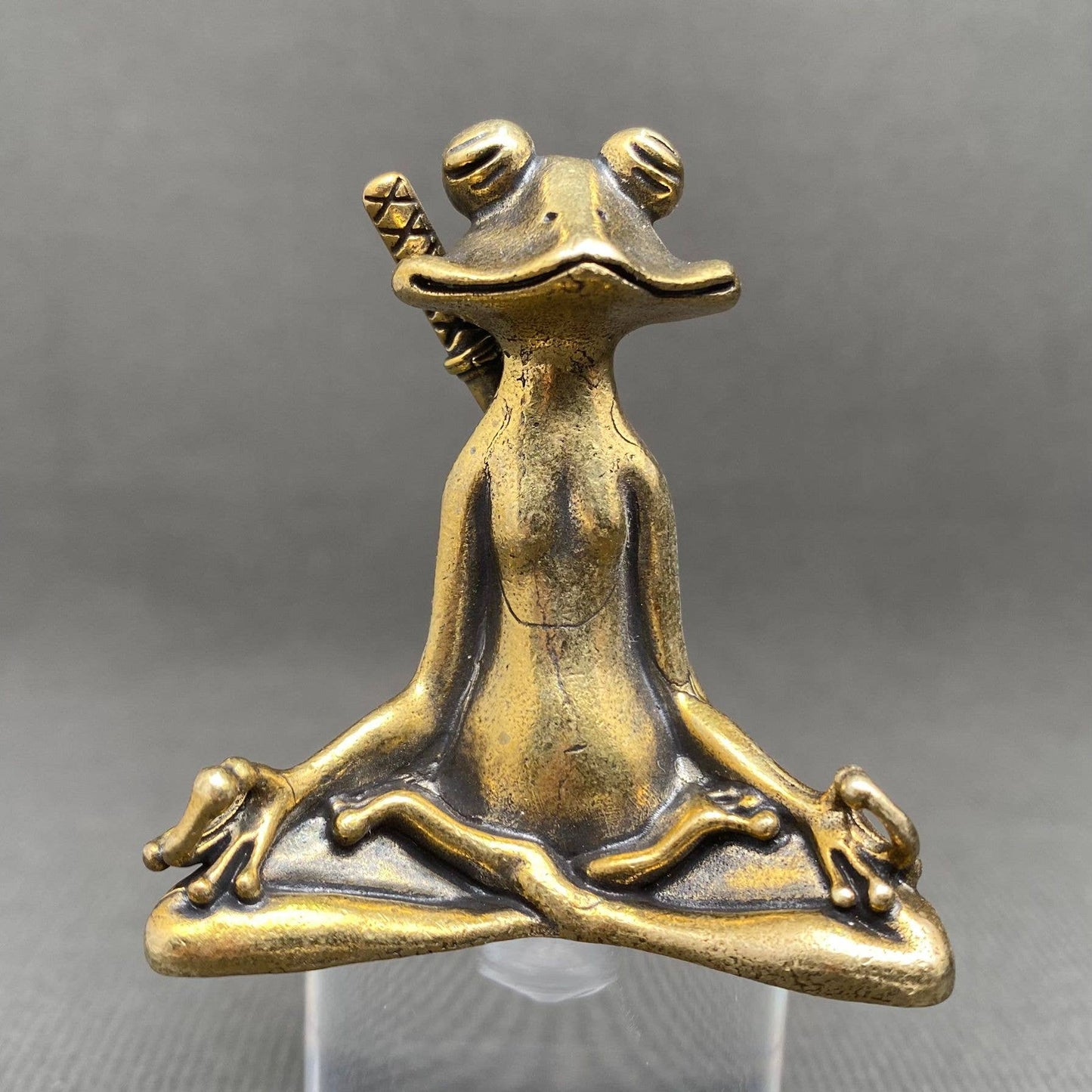 Brass Kungfu Frog in Meditation Crafts Desktop Ornaments