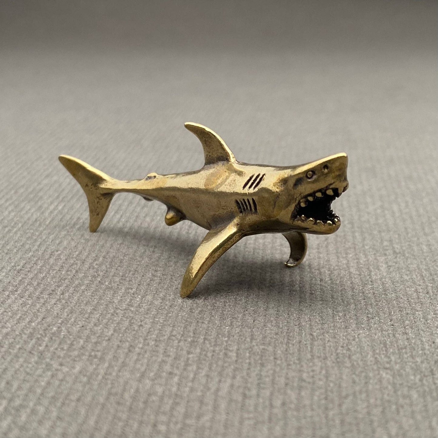 Brass Open Mouth Shark Crafts Desktop Ornaments Decoration