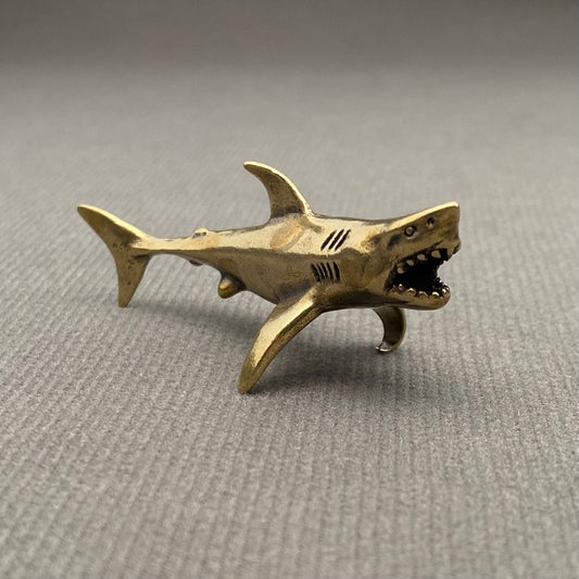 Brass Open Mouth Shark Crafts Desktop Ornaments Decoration